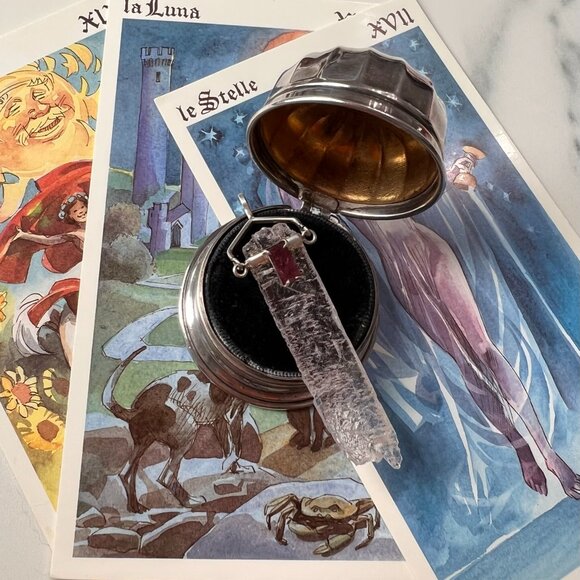 Mystical Quartz Pendant in Sterling Silver and Tourmaline Gemstone - Picture 6 of 8